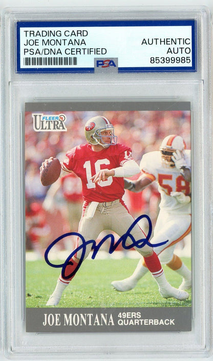 Graded 1991 Fleer Ultra Joe Montana #251 Signed Autographed Football Trading Card PSA/DNA Authentic