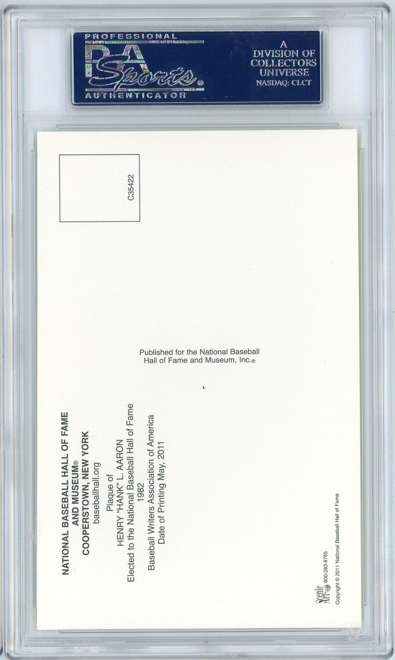 Graded Baseball Hall of Fame Plaque Hank Aaron Signed Autographed Baseball Postcard PSA/DNA Authentic