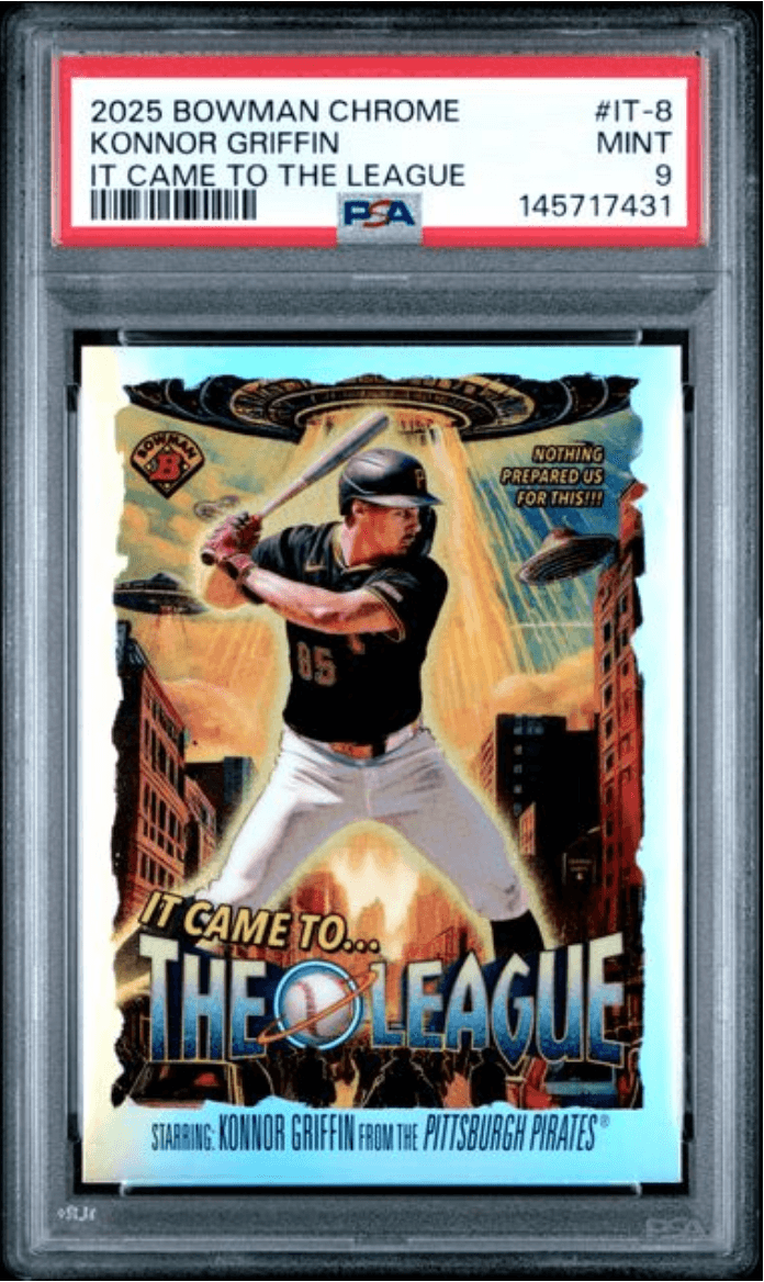 Graded 2025 Topps Bowman Chrome Konnor Griffin #IT8 It Came to the League Rookie RC Baseball Card PSA 9 Mint
