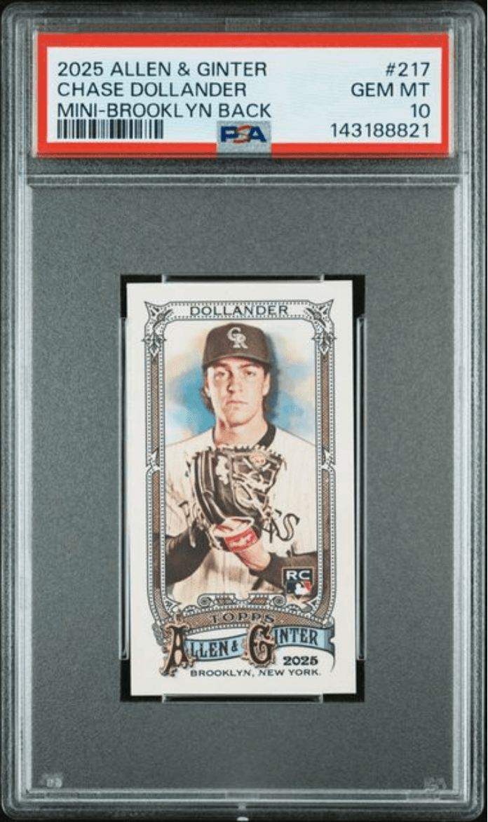 Graded 2025 Topps Allen & Ginter Chase Dollander #217 Mini Brooklyn Back /25 Rookie RC Baseball Card PSA 10 Gem Mint