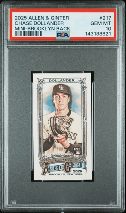 Graded 2025 Topps Allen & Ginter Chase Dollander #217 Mini Brooklyn Back /25 Rookie RC Baseball Card PSA 10 Gem Mint