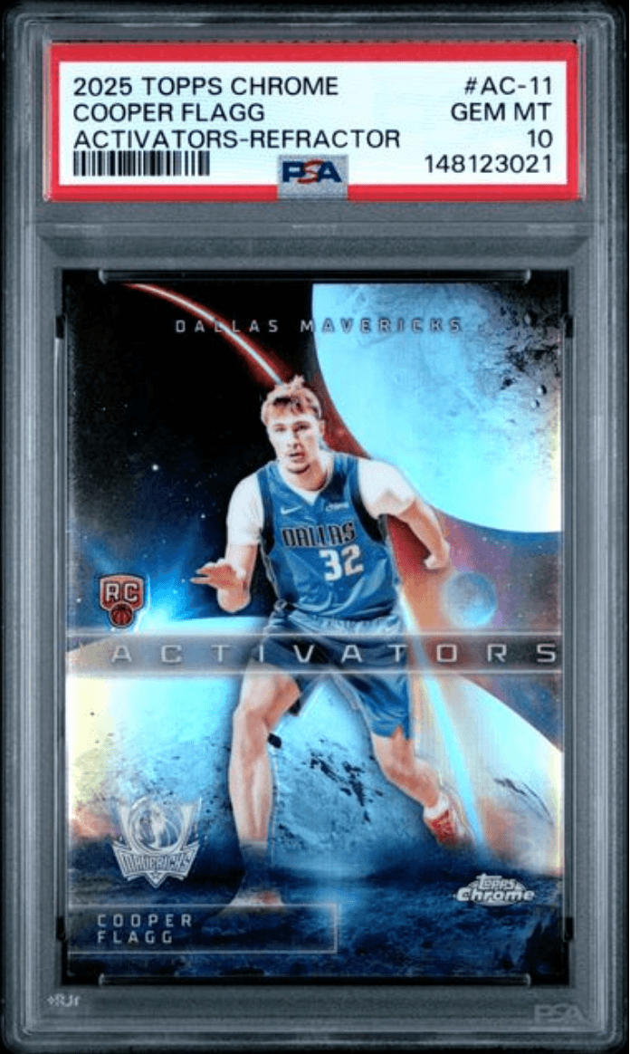 Graded 2025 Topps Chrome Cooper Flagg #AC11 Activators Refractor Rookie RC Basketball Card PSA 10 Gem Mint