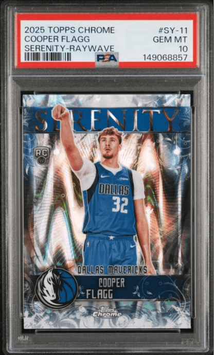 Graded 2025 Topps Chrome Cooper Flagg #SY11 Serenity Raywave Rookie RC Basketball Card PSA 10 Gem Mint