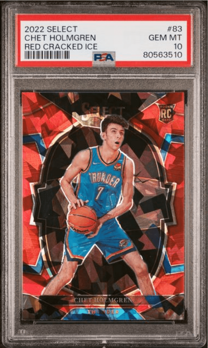 Graded 2022 Panini Select Chet Holmgren #83 Red Cracked Ice Rookie RC Basketball Card PSA 10 Gem Mint
