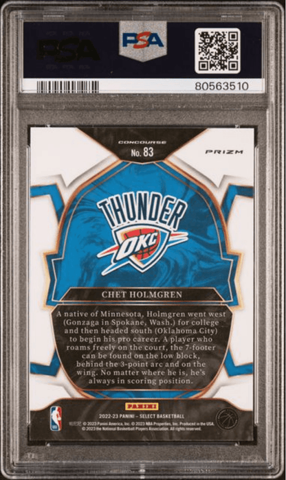 Graded 2022 Panini Select Chet Holmgren #83 Red Cracked Ice Rookie RC Basketball Card PSA 10 Gem Mint
