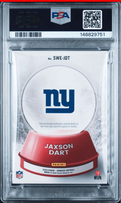 Graded 2025 Panini Donruss Jaxson Dart #SWEJDT Rookie Holiday Sweater Rookie RC Football Card PSA 10 Gem Mint