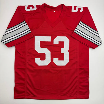 Autographed/Signed Randy Gradishar Ohio State Red College Football Jersey JSA COA