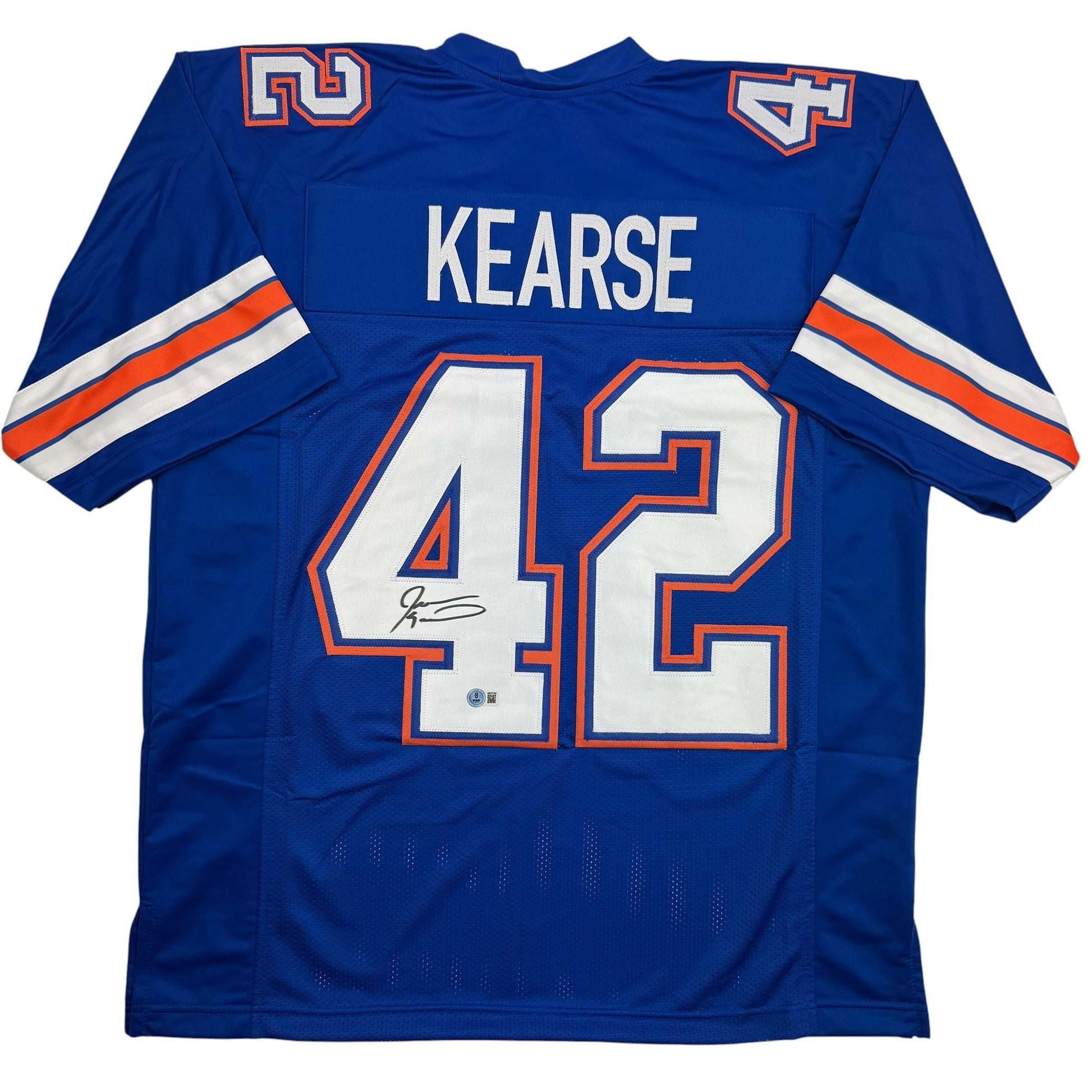 Autographed/Signed Javon Kearse Florida Blue College Football Jersey Beckett BAS COA