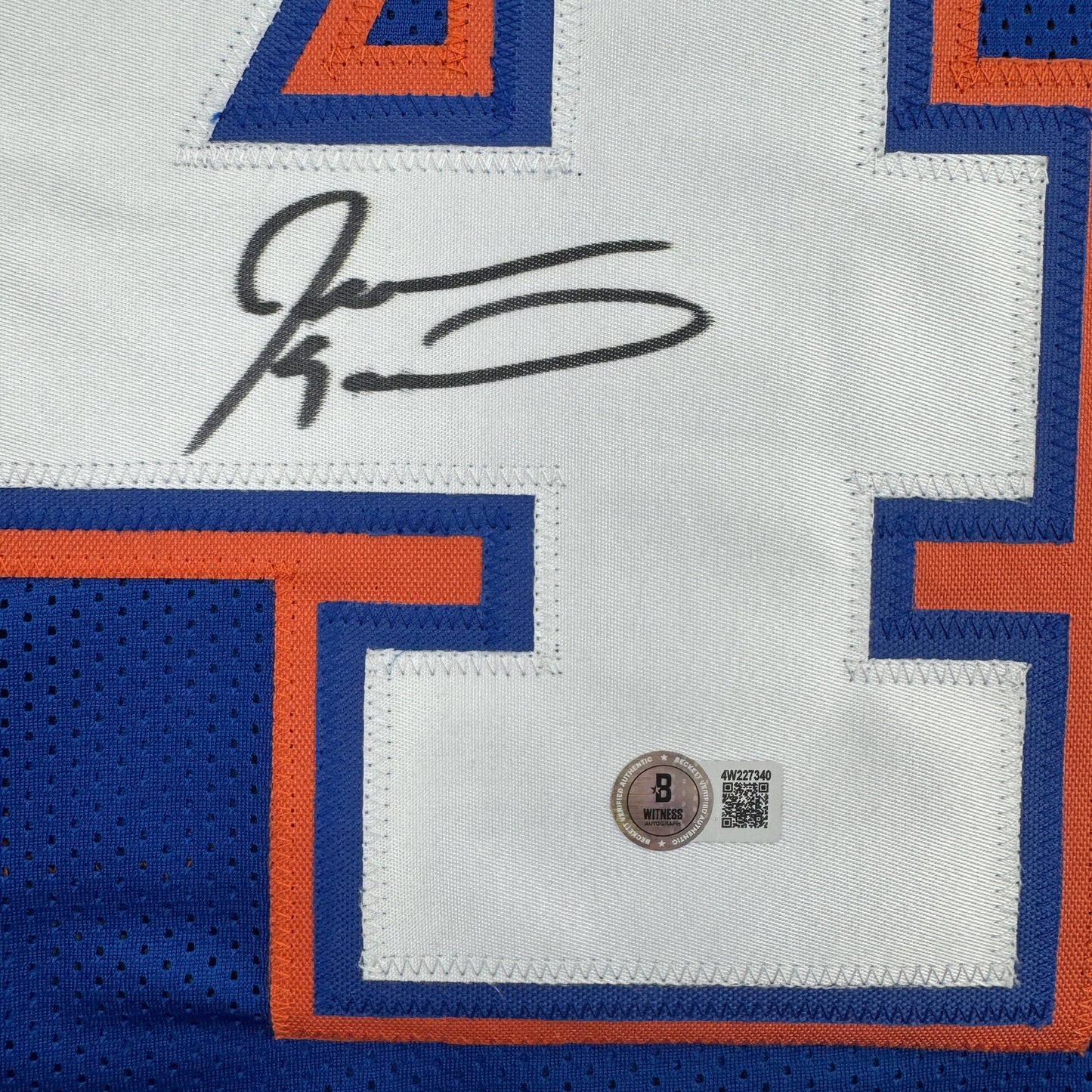 Autographed/Signed Javon Kearse Florida Blue College Football Jersey Beckett BAS COA