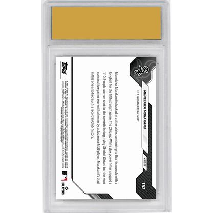 Graded 2026 Topps Now Munetaka Murakami #110 5th Straight Game With Home Run Ties Ohtani's Mark Chicago White Sox Rookie RC Baseball Card HOFSM 10 Gem Mint