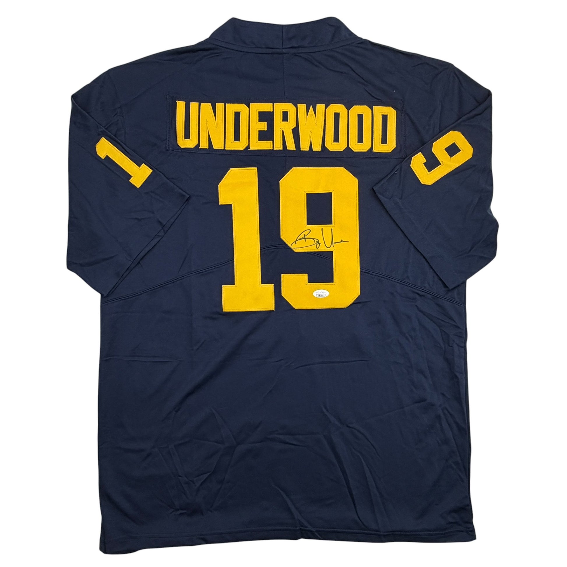 Autographed/Signed Bryce Underwood Michigan Blue College Football Jersey JSA COA