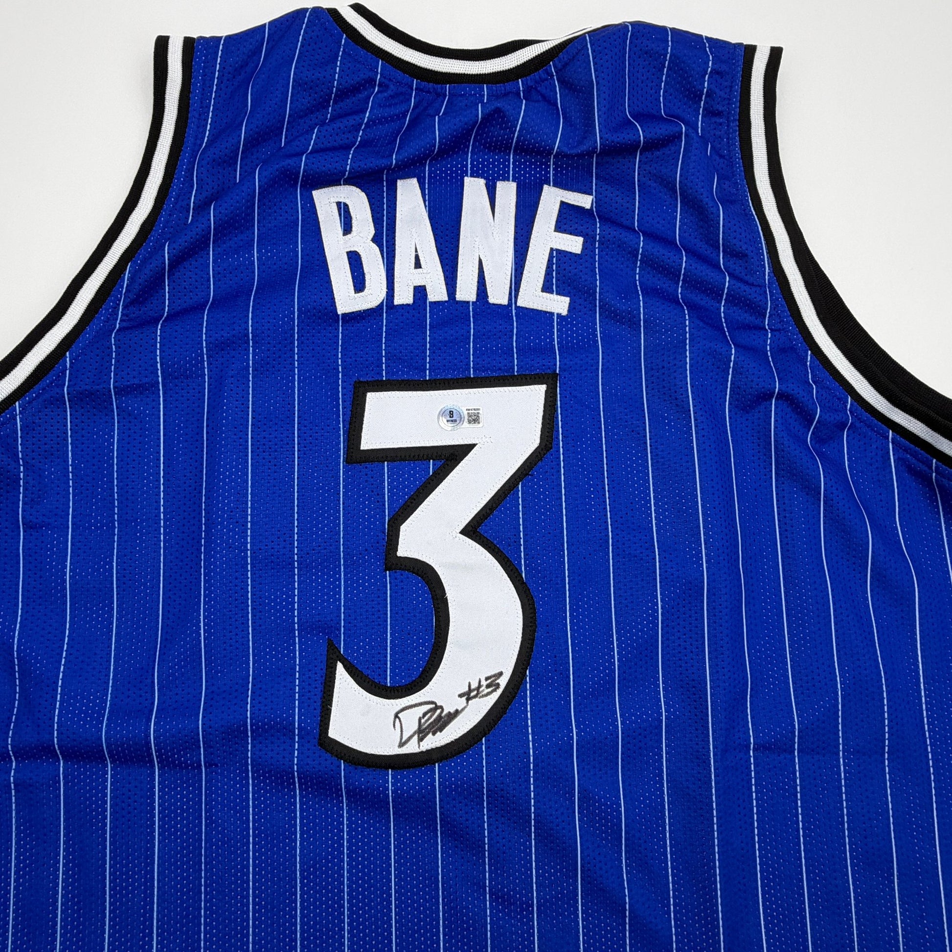 Autographed/Signed Desmond Bane Orlando Blue Pinstripe Basketball Jersey Beckett BAS COA