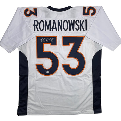 Autographed/Signed Bill Romanowski Denver White Football Jersey Beckett BAS COA