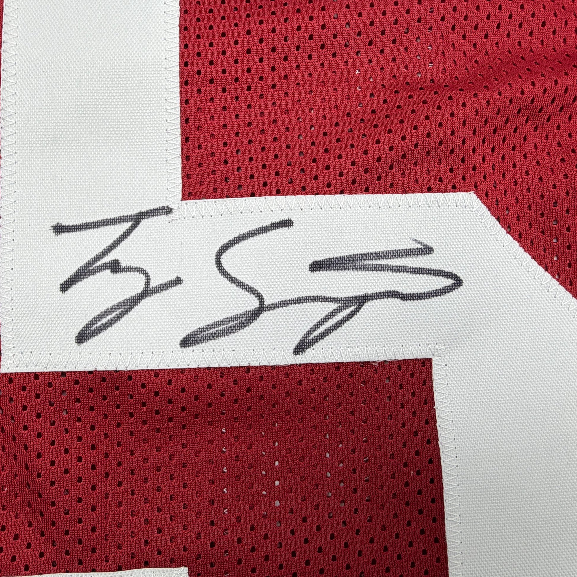 Autographed/Signed Tyler Ty Simpson Alabama Red College Football Jersey Beckett BAS COA