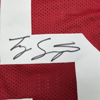 Autographed/Signed Tyler Ty Simpson Alabama Red College Football Jersey Beckett BAS COA
