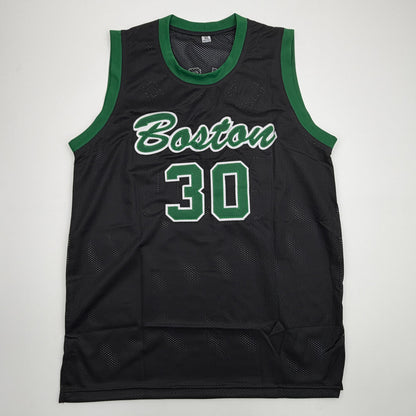 Autographed/Signed Sam Hauser Boston Black Basketball Jersey Beckett BAS COA
