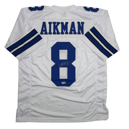 Autographed/Signed Troy Aikman Dallas White Football Jersey Beckett BAS COA