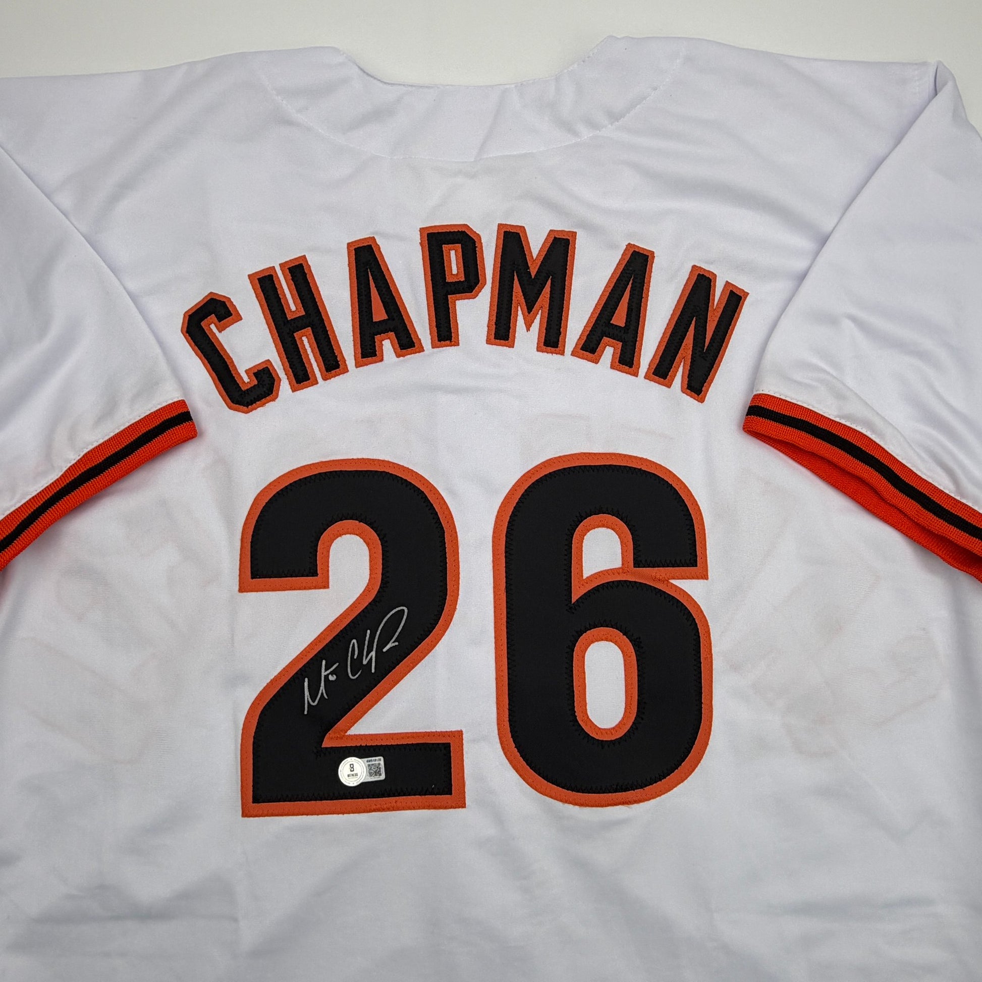Autographed/Signed Matt Chapman San Francisco White Baseball Jersey Beckett BAS COA