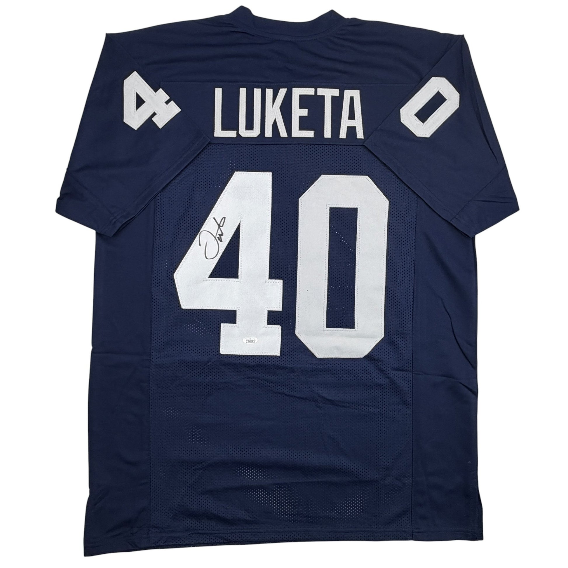 Autographed/Signed Jesse Luketa Penn State Blue College Football Jersey JSA COA