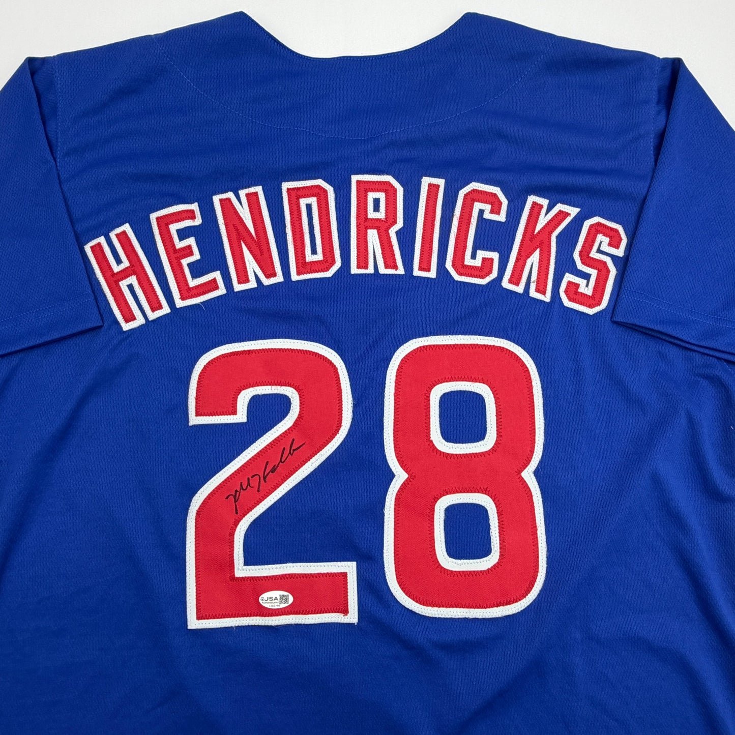 Autographed/Signed Kyle Hendricks Chicago Blue Baseball Jersey JSA COA