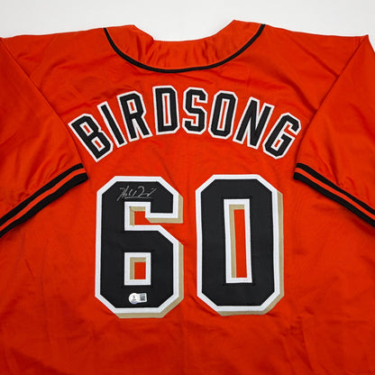 Autographed/Signed Hayden Birdsong San Francisco Orange Baseball Jersey Beckett BAS COA