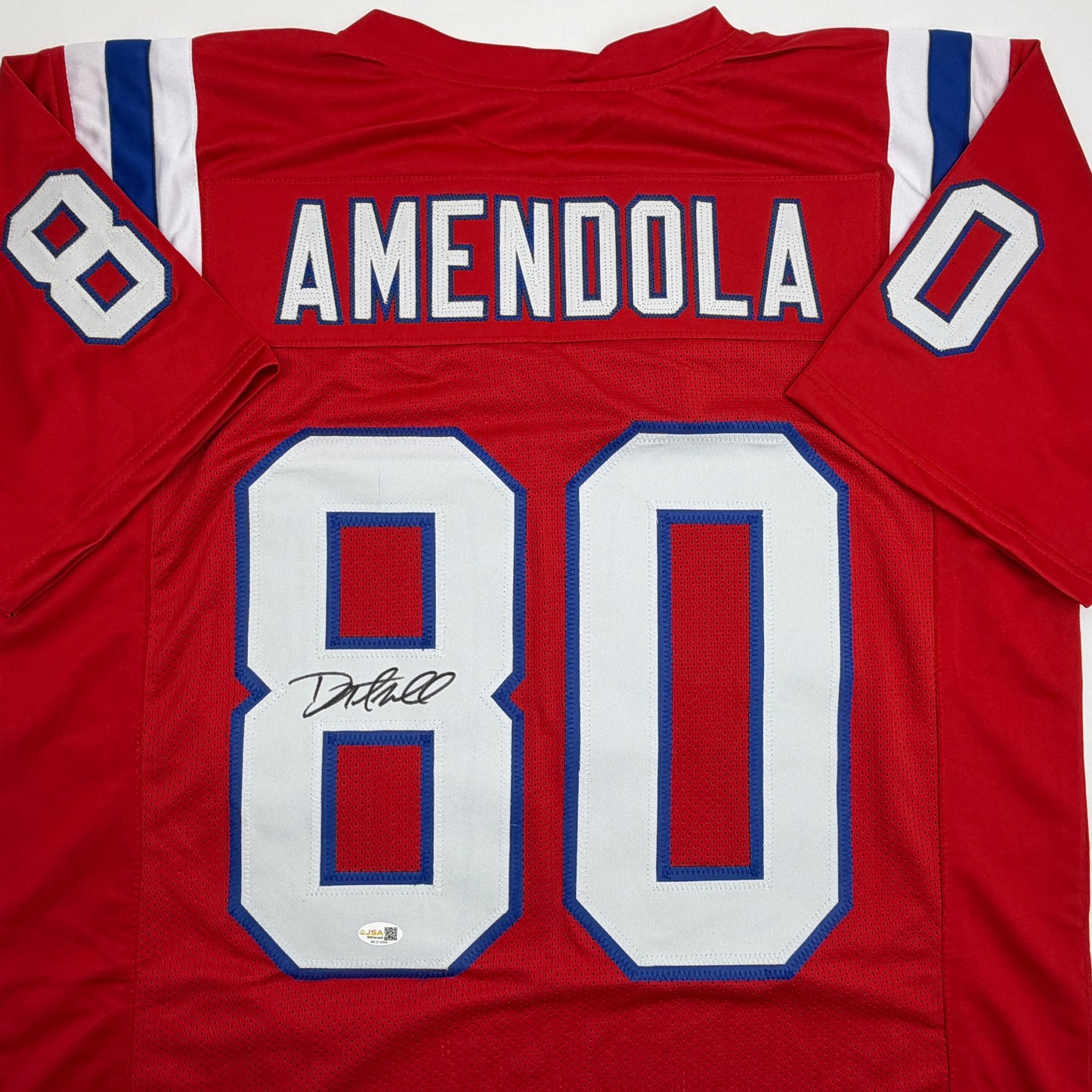 Autographed/Signed Danny Amendola New England Red Retro Football Jersey JSA COA