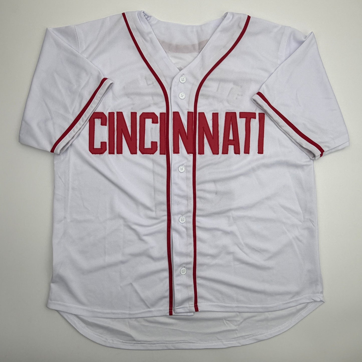 Autographed/Signed Brady Singer Cincinnati White Baseball Jersey Beckett BAS COA