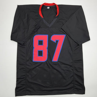 Autographed/Signed Cade Stover Houston Black Football Jersey Beckett BAS COA
