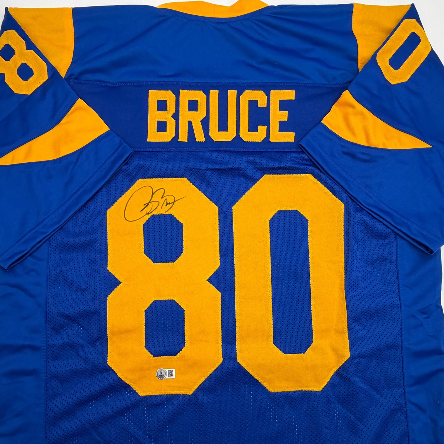 Autographed/Signed Isaac Bruce Los Angeles LA Retro Blue Football Jersey Beckett BAS COA