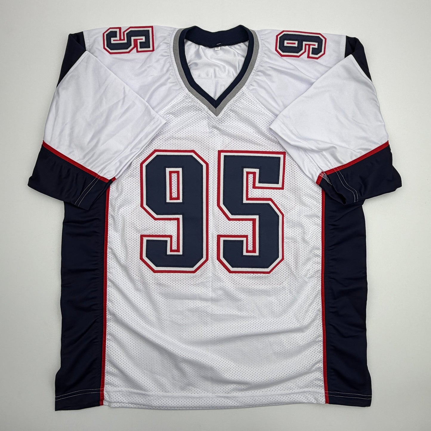 Autographed/Signed Tully Banta-Cain New England White Football Jersey JSA COA