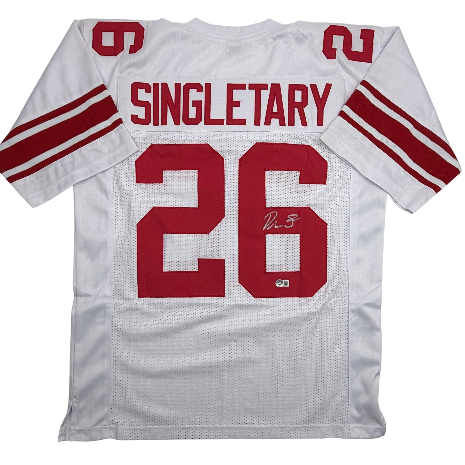 Autographed/Signed Devin Singletary New York White Football Jersey Beckett BAS COA