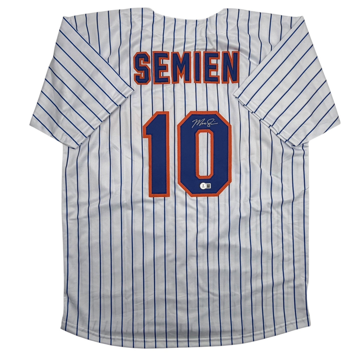 Autographed/Signed Marcus Semien New York Pinstripe Baseball Jersey Beckett BAS COA