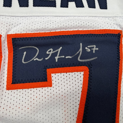 Autographed/Signed Dre Greenlaw Denver White Pro Cut Football Jersey Beckett BAS COA