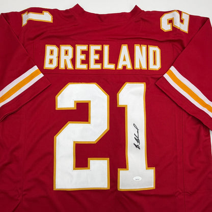 Autographed/Signed Bashaud Breeland Kansas City Red Football Jersey JSA COA