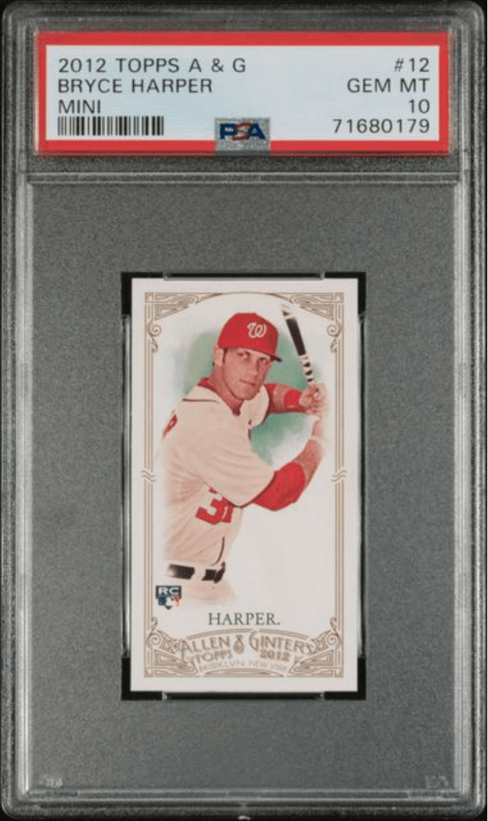 Graded 2102 Topps Allen & Ginter Bryce Harper #12 Mini Rookie RC Baseball Card PSA 10 Gem Mint