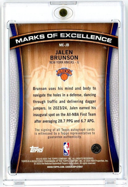 2025 Topps Jalen Brunson #MEJB Marks of Excellence Autograph Basketball Card