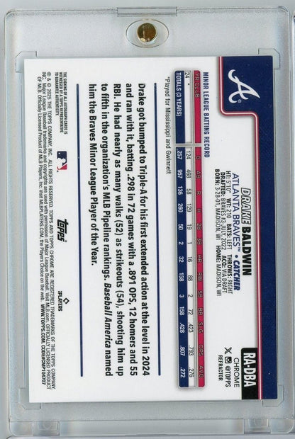2025 Topps Chrome Drake Baldwin #RADBA /499 Refractor Auto Rookie RC Baseball Card