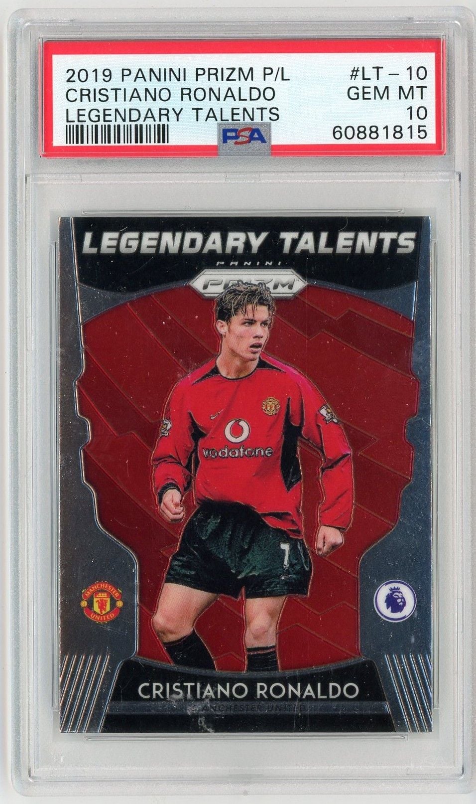Graded 2019 Panini Prizm Premier League Cristiano Ronaldo #LT10 Legendary Talents Soccer Card PSA 10 Gem Mint