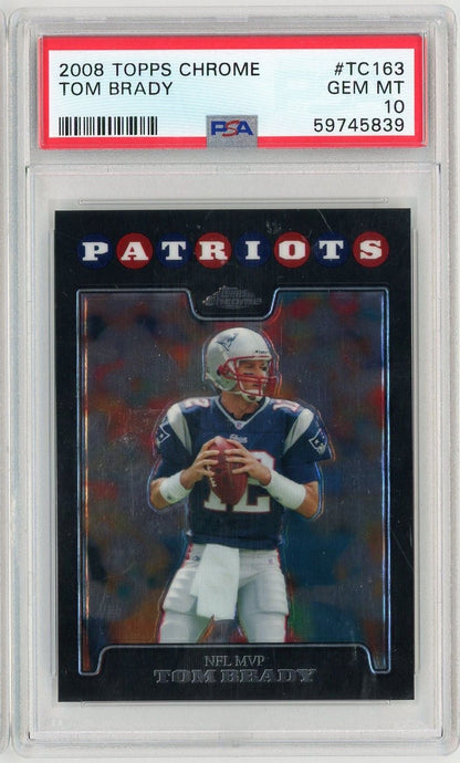 Graded 2008 Topps Chrome Tom Brady #TC163 Football Card PSA 10 Gem Mint