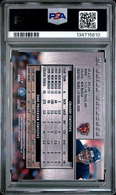 Graded 2000 Fleer Metal Brian Urlacher #274 Rookie RC Football Card PSA 10 Gem Mint