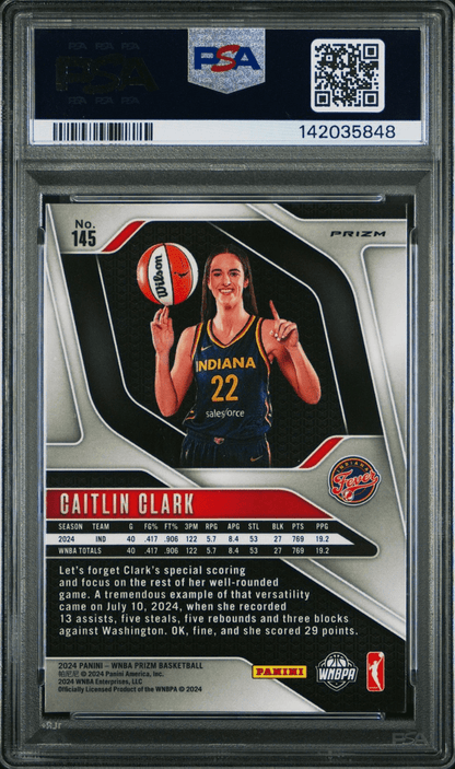 Graded 2024 Panini Prizm WNBA Caitlin Clark #145 Orange Ice Rookie RC Basketball Card PSA 10 Gem Mint