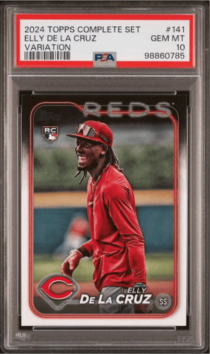 Graded 2024 Topps Complete Set Elly De La Cruz #141 Variation Rookie RC Baseball Card PSA 10 Gem Mint