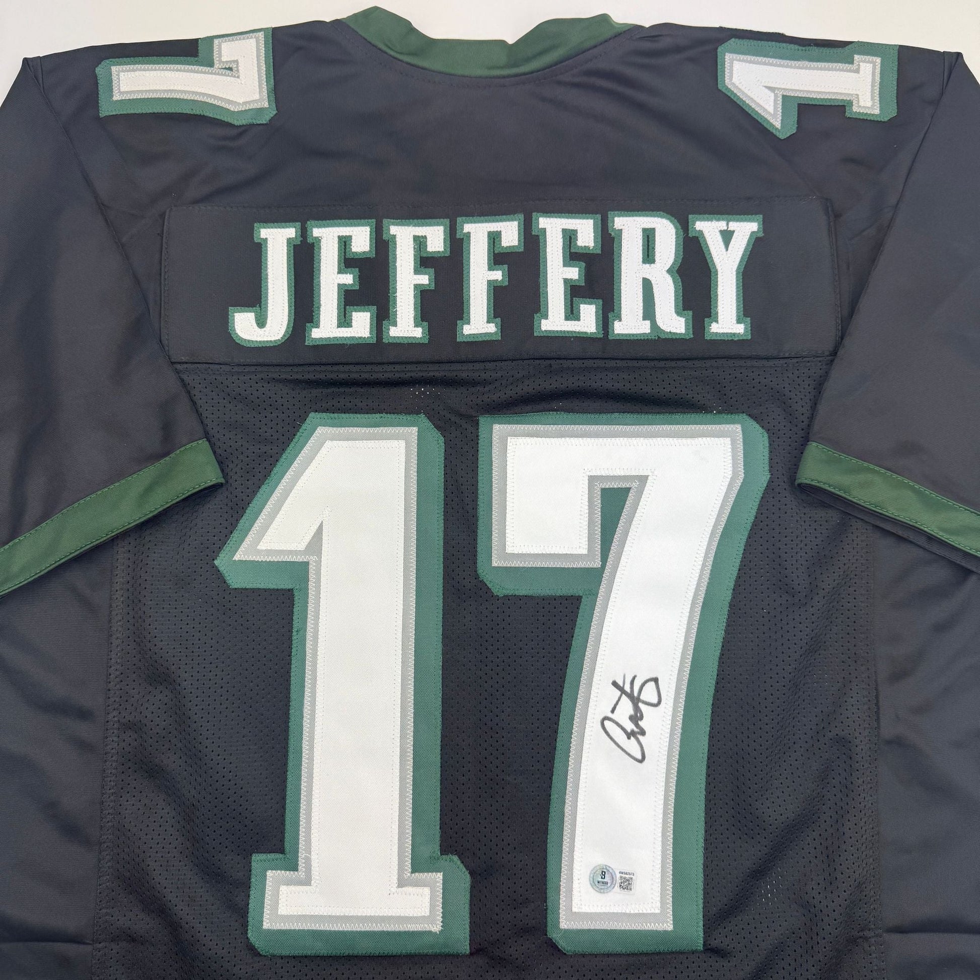 Autographed/Signed Alshon Jeffery Philadelphia Black Football Jersey Beckett BAS COA