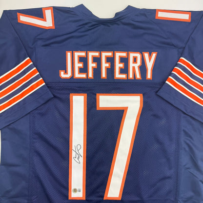 Autographed/Signed Alshon Jeffery Chicago Blue Football Jersey Beckett BAS COA