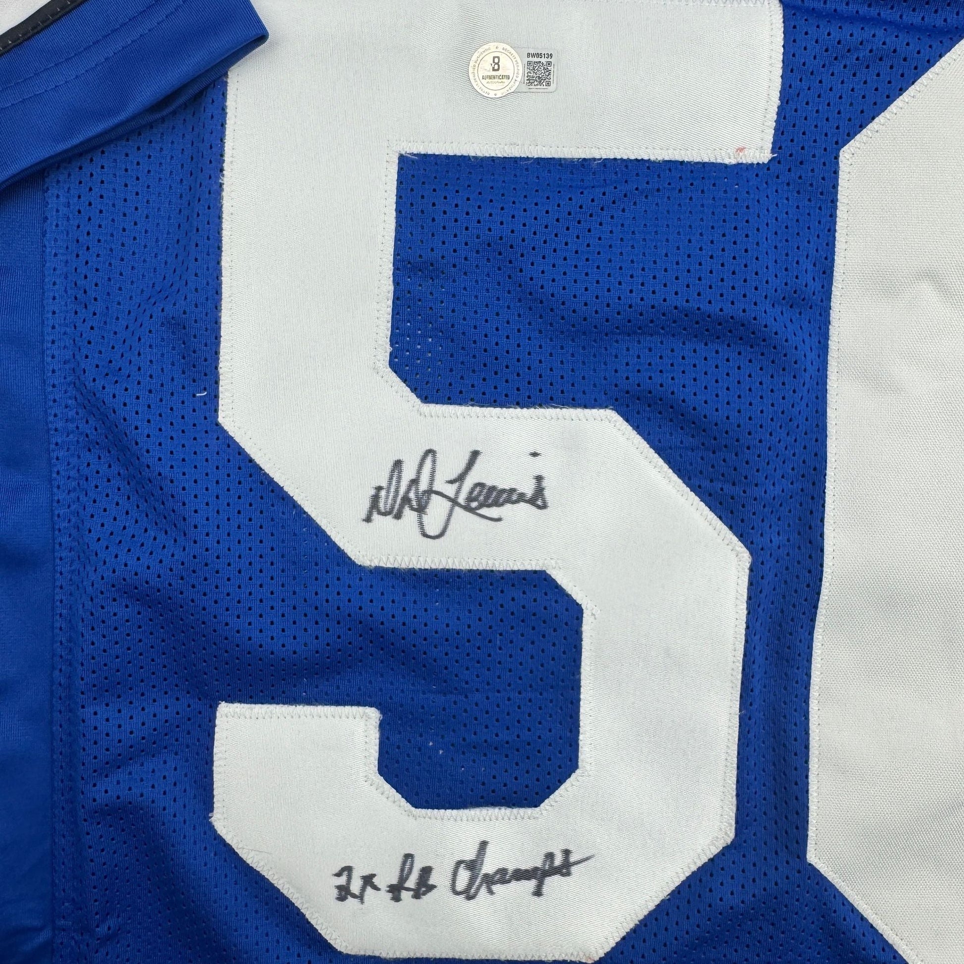 Autographed/Signed D.D. DD Lewis "2x SB Champs" Dallas Retro Blue Football Jersey Beckett BAS COA