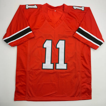 Autographed/Signed Carson Beck Miami Orange College Football Jersey Beckett BAS COA