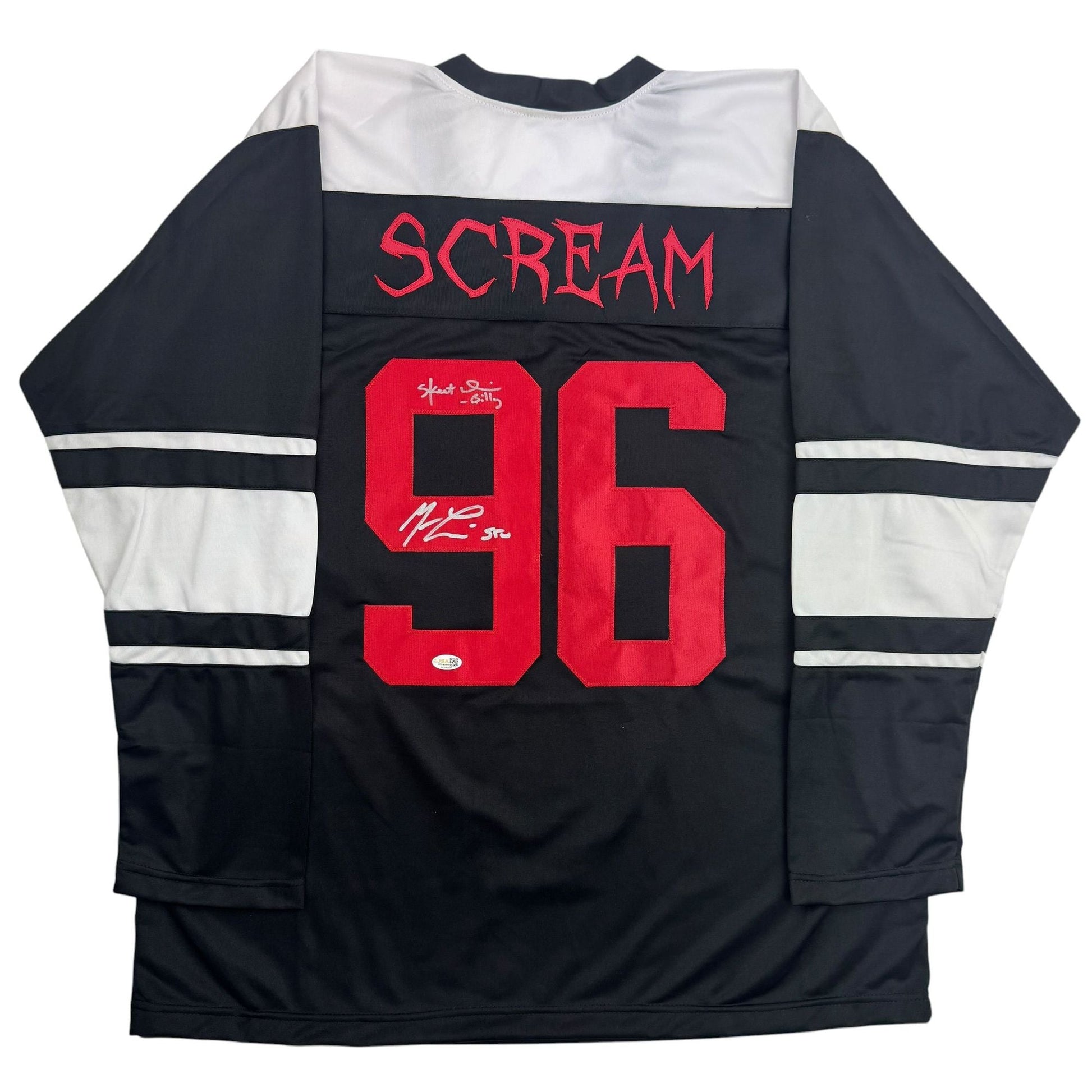 Autographed/Signed Skeet Ulrich & Matthew Lillard Dual Ghostface Scream Movie Jersey JSA COA