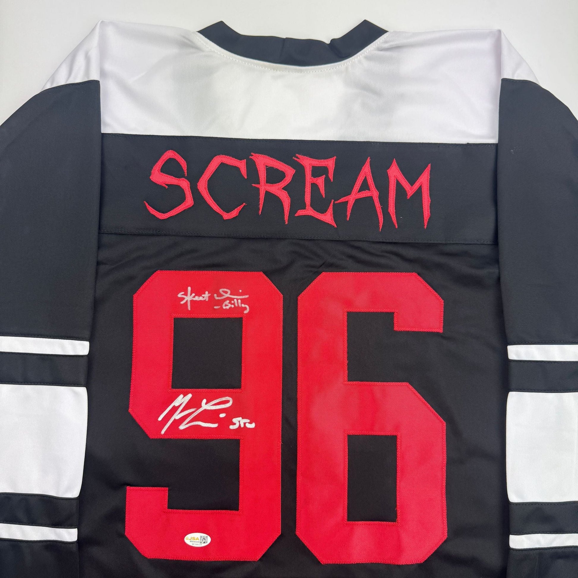 Autographed/Signed Skeet Ulrich & Matthew Lillard Dual Ghostface Scream Movie Jersey JSA COA