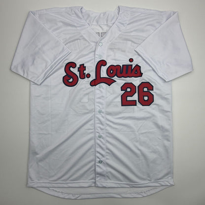 Facsimile Autographed JJ Wetherholt St. Louis White Reprint Laser Auto Baseball Jersey Size Men's XL