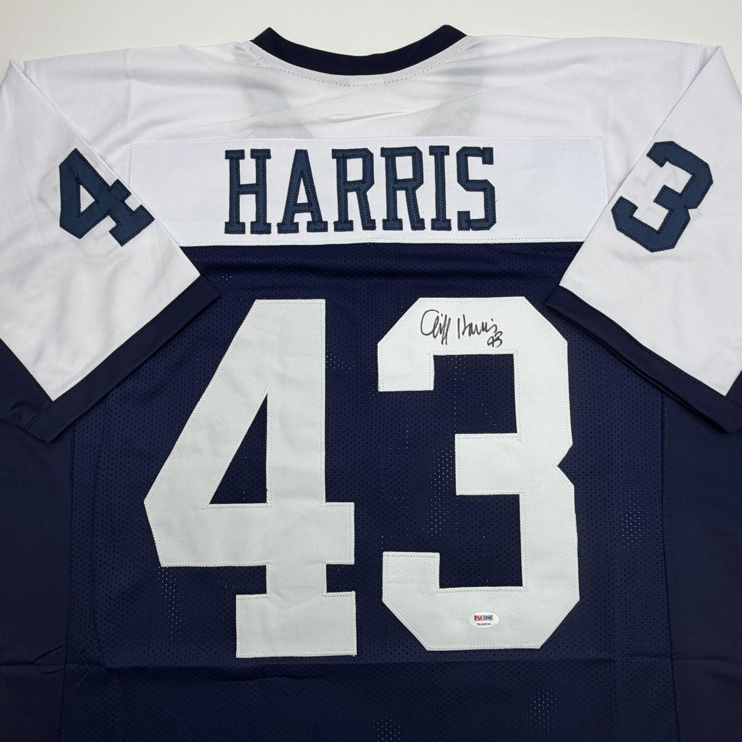 Autographed/Signed Cliff Harris Dallas Thanksgiving Day Football Jersey PSA/DNA COA